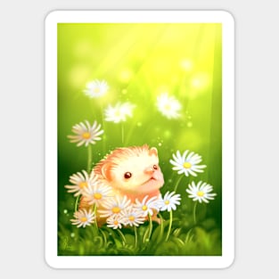 Hedgehog between the flowers. Sticker